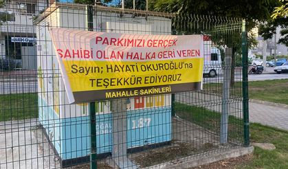 Başkan Okuroğlu’na pankartla teşekkür ettiler