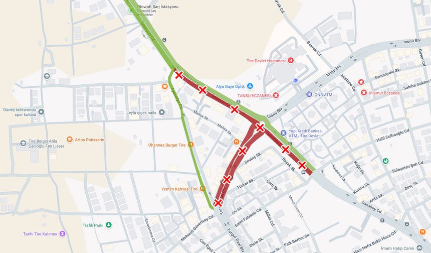 Hastane Kavşağı, geçici olarak araç trafiğine kapatıldı