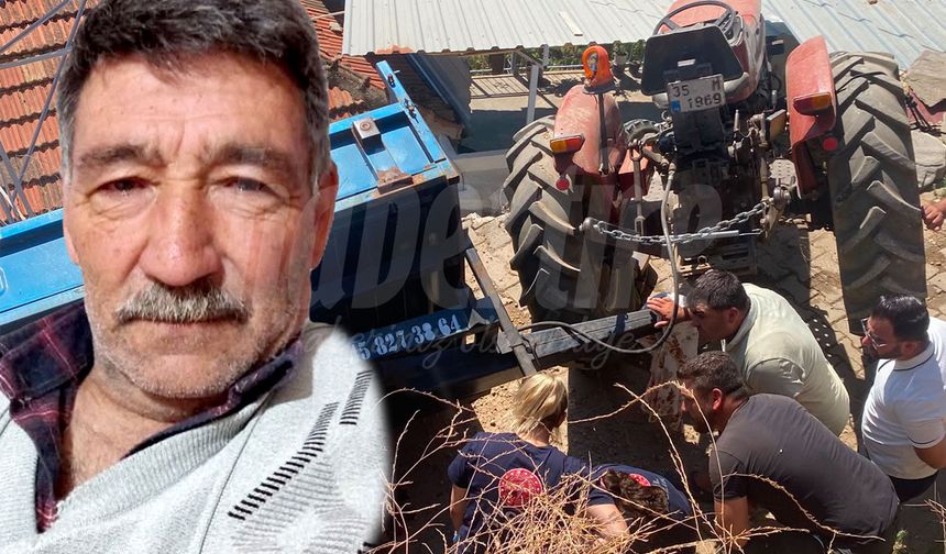 Devrilen traktörün altında can verdi