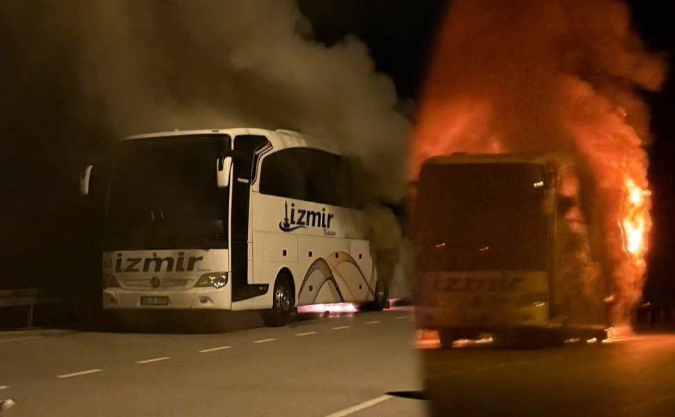 Antalya-Tire otobüsünde yangın